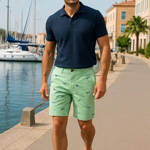 Chaps Mint Green Swordfish Print Shorts | Men’s 36